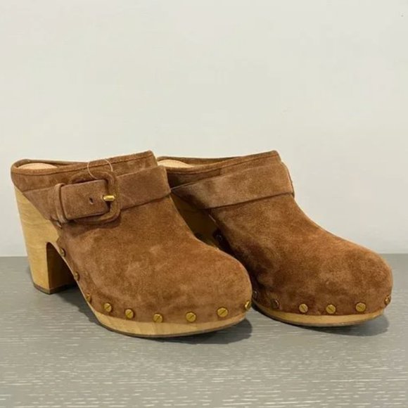 Veronica Beard Dacey Suede Mule Clogs Womens Size 8 in Pecan Brown NWOT - Picture 2 of 7